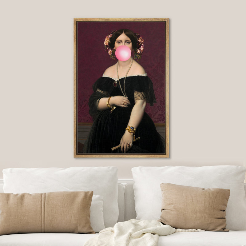 «Classic Woman Pink Bubblegum», H 36 po x l 24 po, Cadre naturel flottant