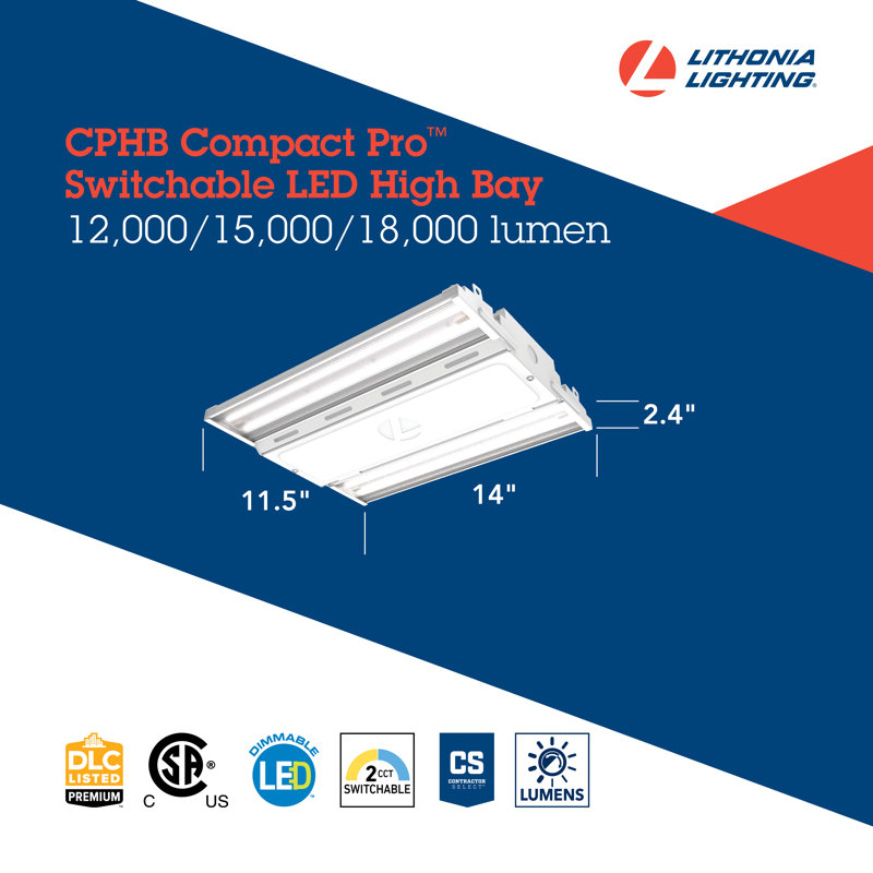 Dimmable Rectangle High Bay Ceiling Light, 2.76" H x 15.27" W x 12.6" D
