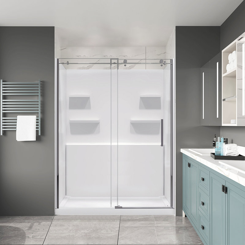 Cabine de douche rectangulaire en chrome l 61 po x P 32,06 po x H 78,75 po Pfanner, Chrome chrome