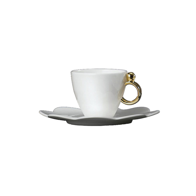 Gold Rim Bone China Espresso Cup and Saucer Set