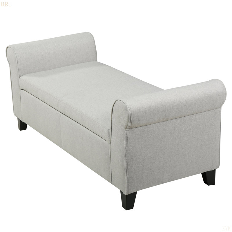 HAYES ARMED STORAGE BENCH, Light Grey