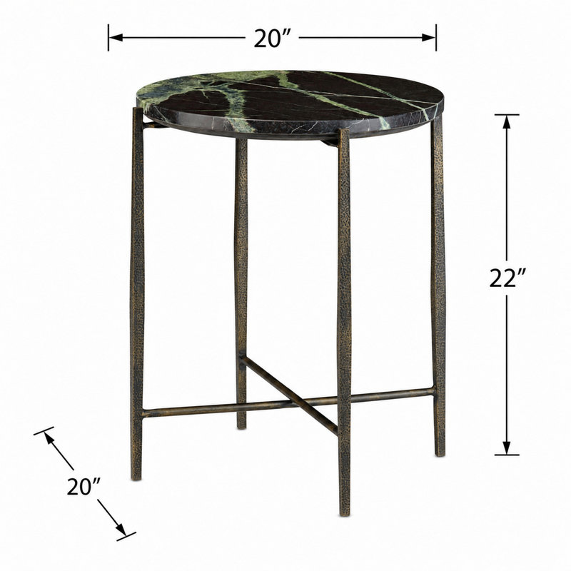 Table d'appoint ronde ronde en marbre vert