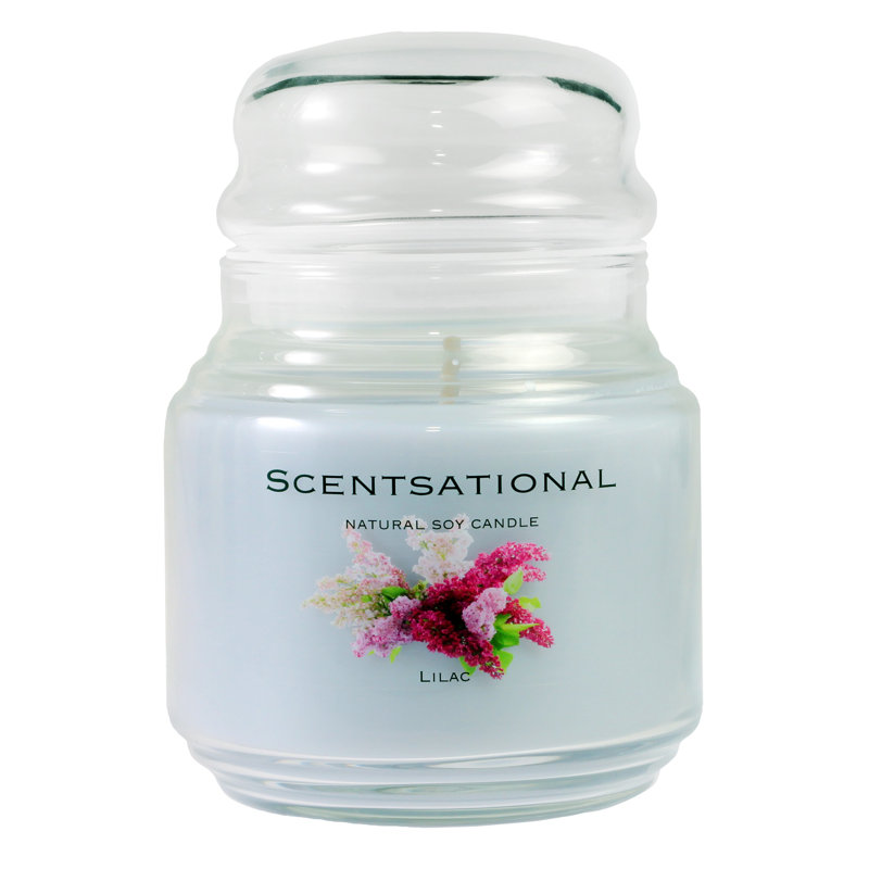 Scented Jar Candle with Glass Holder, Lilac