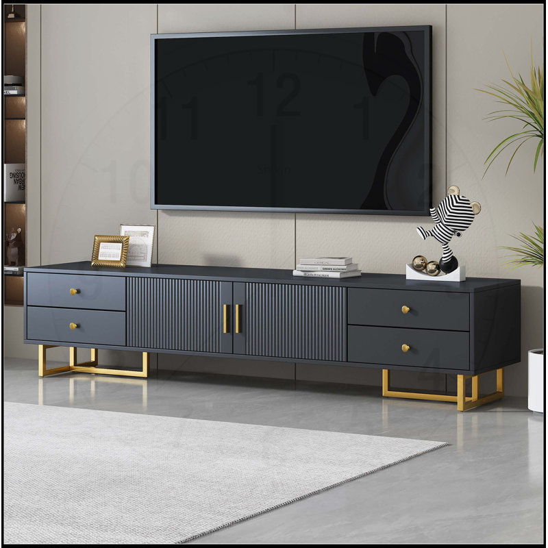 Meuble télé pour téléviseur de 65 pouces et plus, centre de divertissement avec rangement, console multimédia durable et élégante