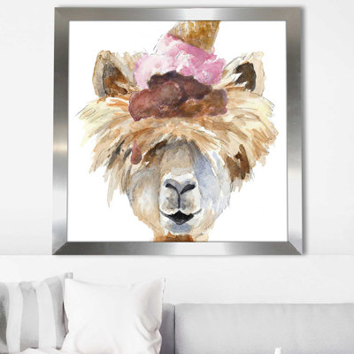 «Ice Cream Llama (Square)» par Lanie Loreth, reproduction