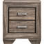 Table de chevet rectangulaire à 2 tiroirs de couleur taupe délavée, grande surface pour la chambre à coucher, table de chevet de 16,5 po de profondeur et 23,5 po de largeur, structure classique, chambre à deux tiroirs