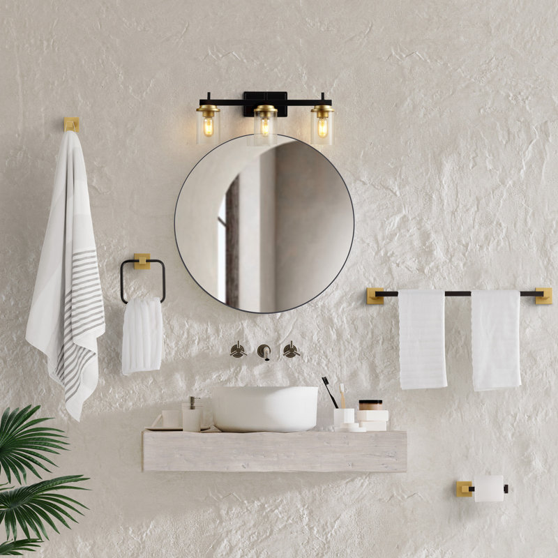 Ensemble de 5 lumières pour meuble-lavabo industriel de ferme avec quincaillerie de salle de bain 23,25 po Liam