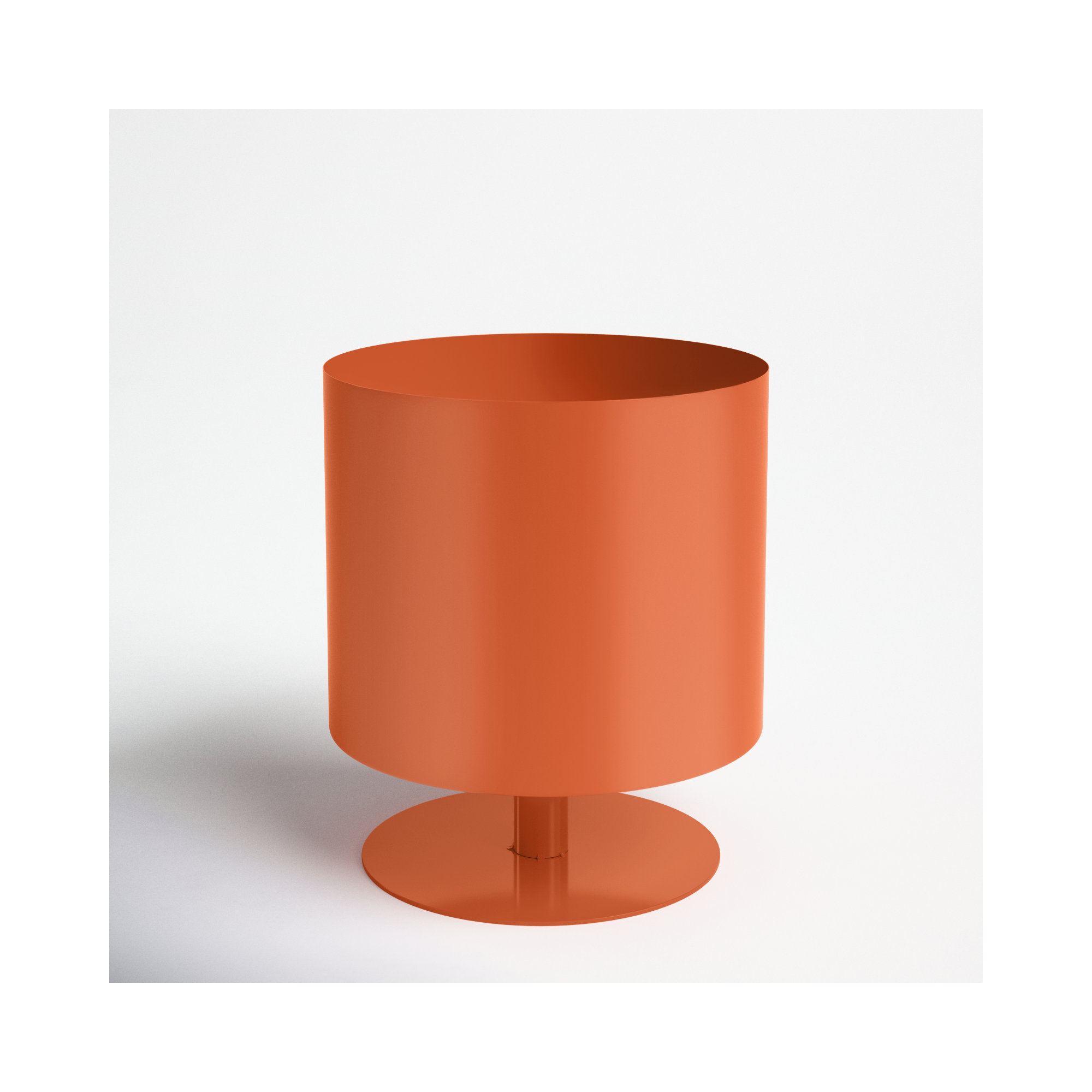 Wanderer Metal Planter on Base - Contemporary Round Iron Planter on Flat Round Base in Classic White - Indoor or Outdoor Decor