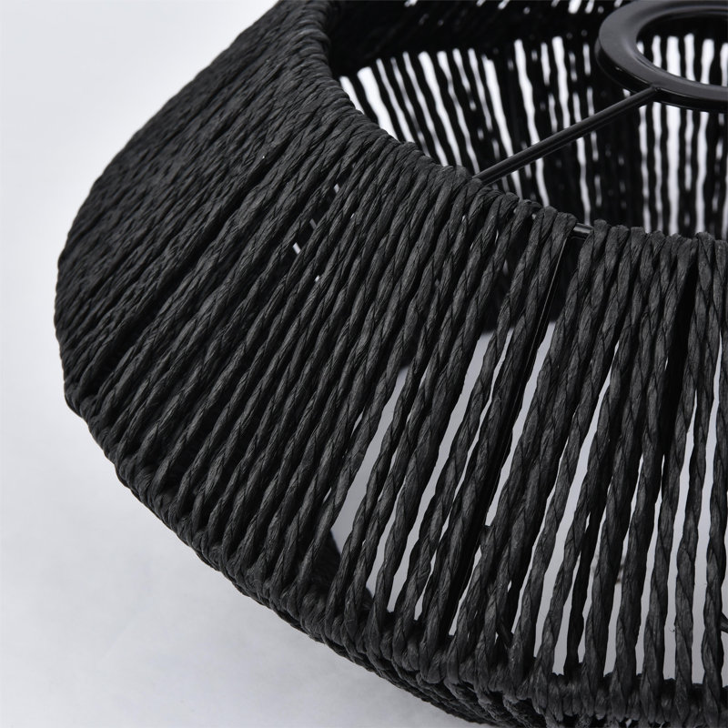 Plafonnier semi-encastré en rotin 12,8 po Barteld, Noir, Noir