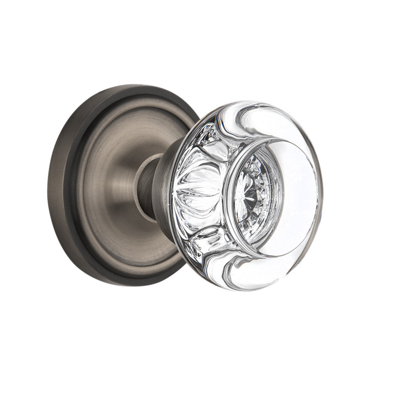 Classic Rosette with Round Clear Crystal Door Knob Nostalgic Warehouse 