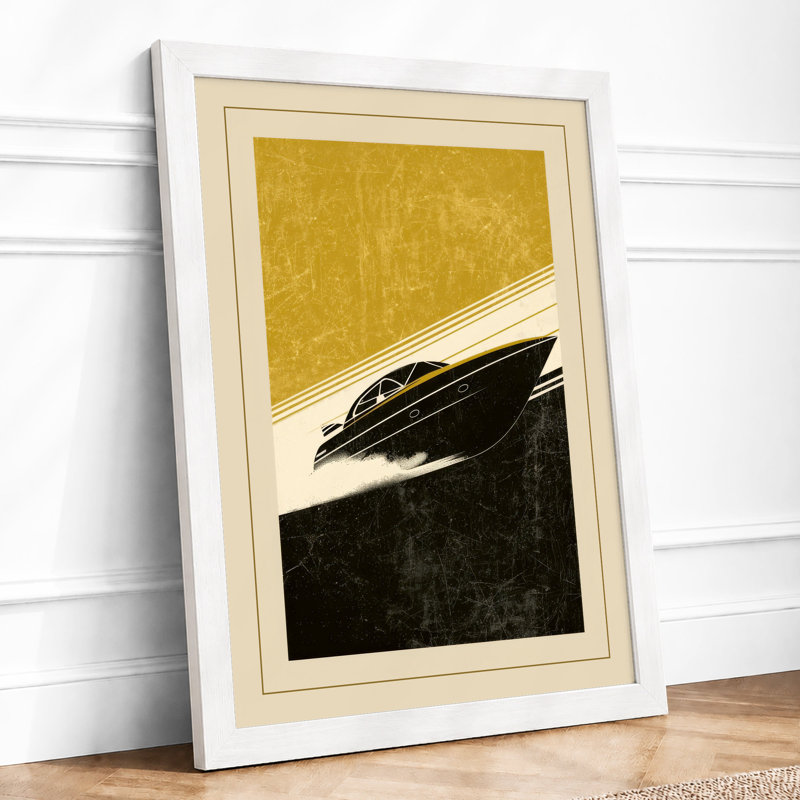 Streamlined Vessel Art Deco - Framed Print, A3 - 42.0 x 29.7 cm, White