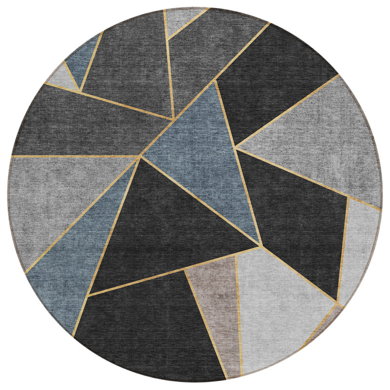 Loreen Geometric Indoor / Outdoor Rug, Round 8'