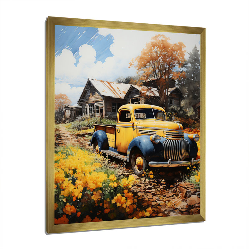 Wynde Pickup Truck Rustic Rides II - Imprimé, Encadrement doré, H 40 po x l 30 po x P 1,5 po
