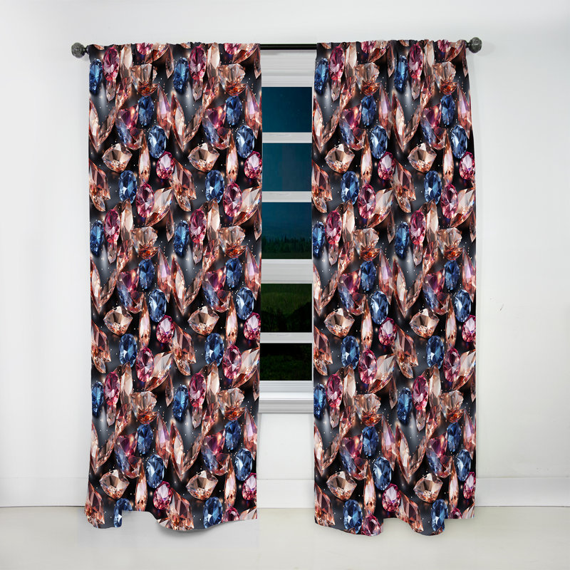 Purple And Gold Glass Glamour Opulence - Glam Velvet Curtain - Room Darkening - 1 Panel, 52" W x 90" L