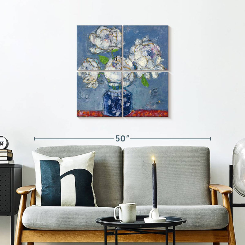 Vase de pivoines bleu Harnek, H 26 po x l 26 po