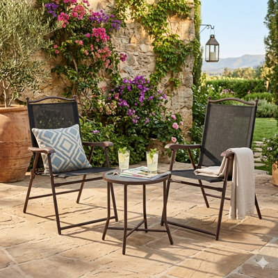 Set Of 2 Patio Folding Sling Back Camping Deck Chairs