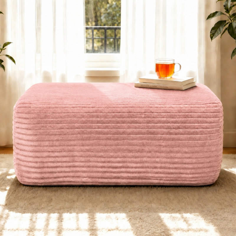 373-001 / repose-pieds / rose / peluche