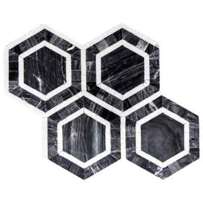 Santorini Roman Hex 6" x 6" Hexagon Marble Mosaic Tile