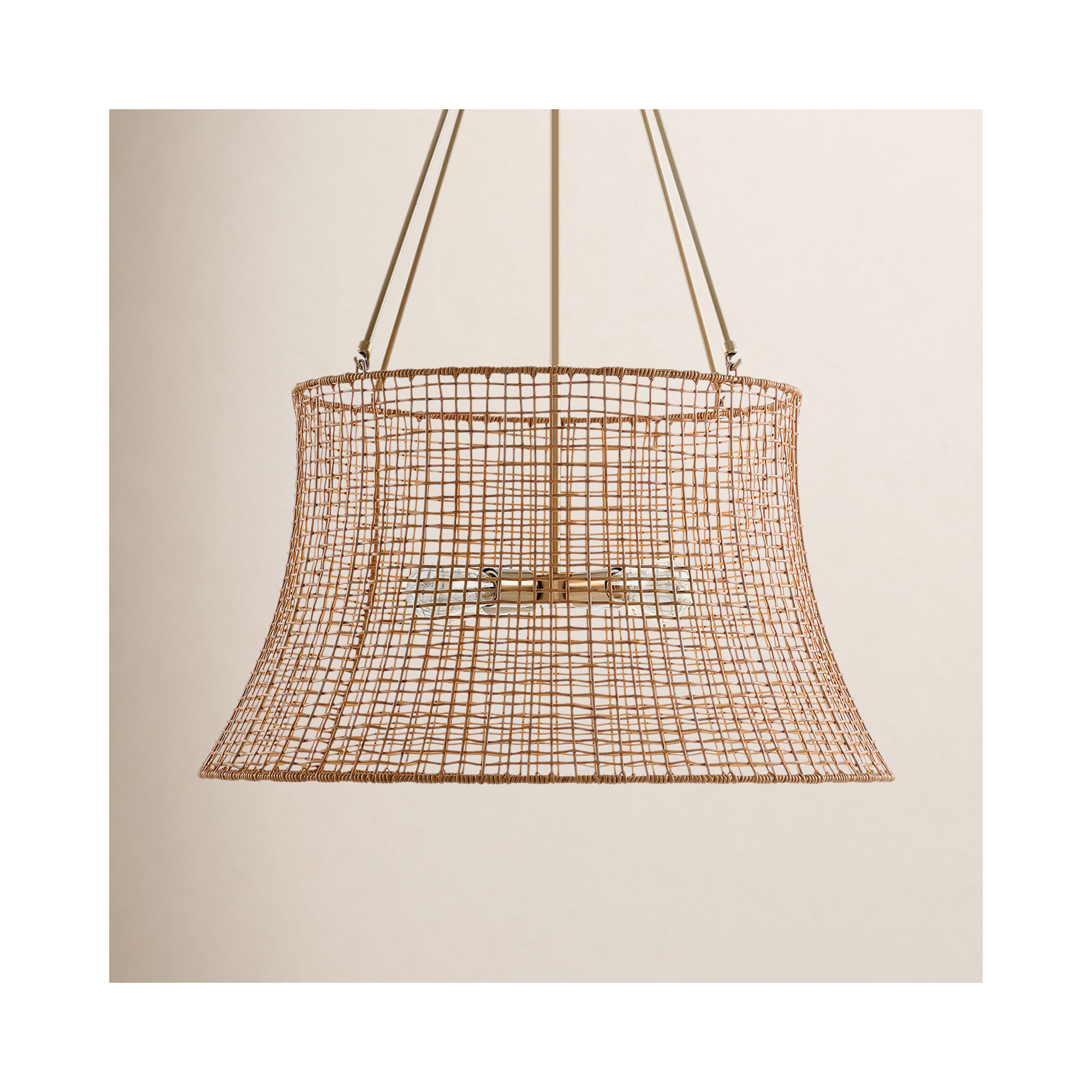 Outdoor Metal Chandelier, Burnished Brass
