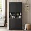 Armoire de salle de bain 67 po avec 2 portes, armoire de plancher autoportante étroite, unité de rangement mince avec tablettes réglables pour la salle de bain, le salon, le vestibule, la cuisine, noir-1574226156