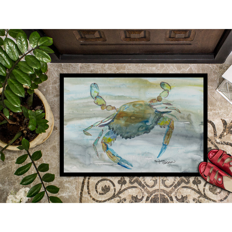 Tapis d'intérieur / extérieur antidérapant Jeb Crab Watercolor, Rectangle 1 pi 5 po x 2 pi 2 po