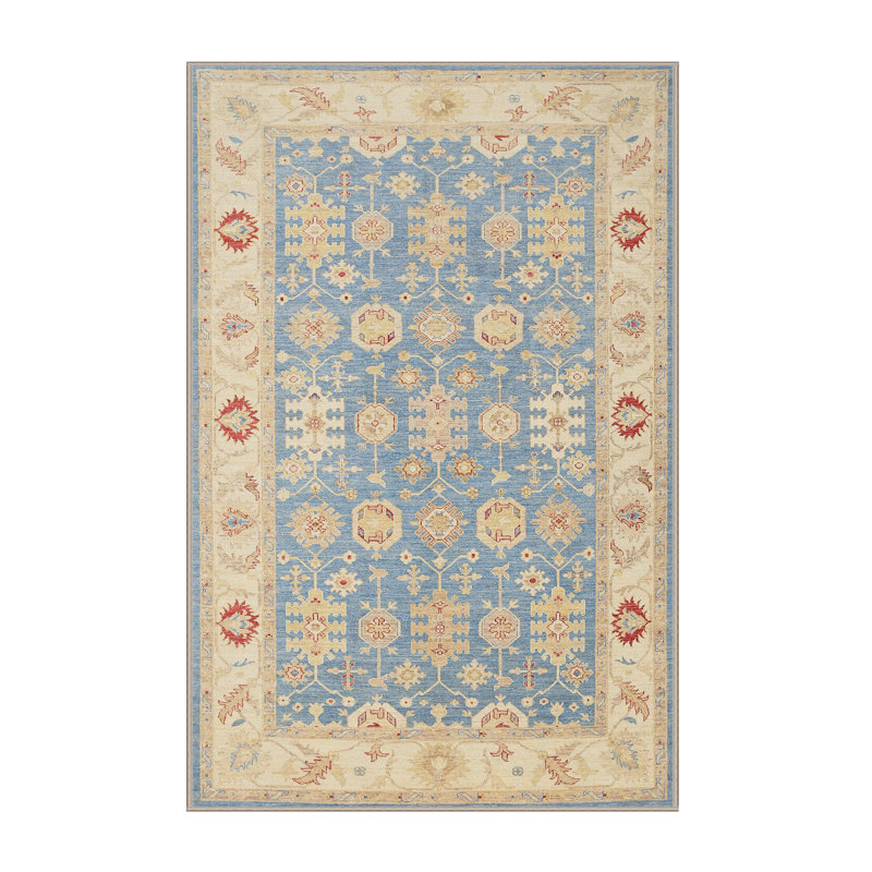 Tapis bleu/beige traditionnel, Rectangle 5 pi x 7 pi
