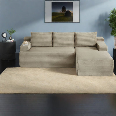 Contemporary Camel Corduroy Sofas, No Assembly Needed, Ideal For Versatile Spaces