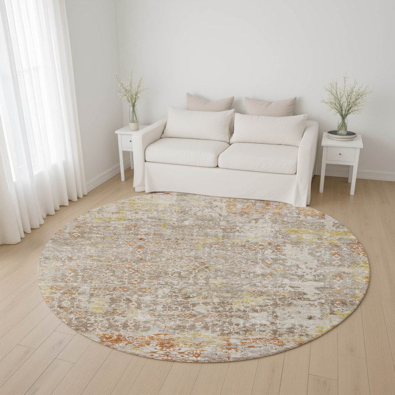 Premium Machine Washable Lubbers AMF1752 Lattice Rug, Round 8'