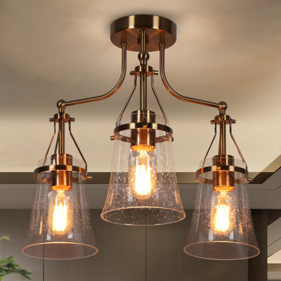 Strasburg 3-Light Seeded Glass Semi Flush Mount