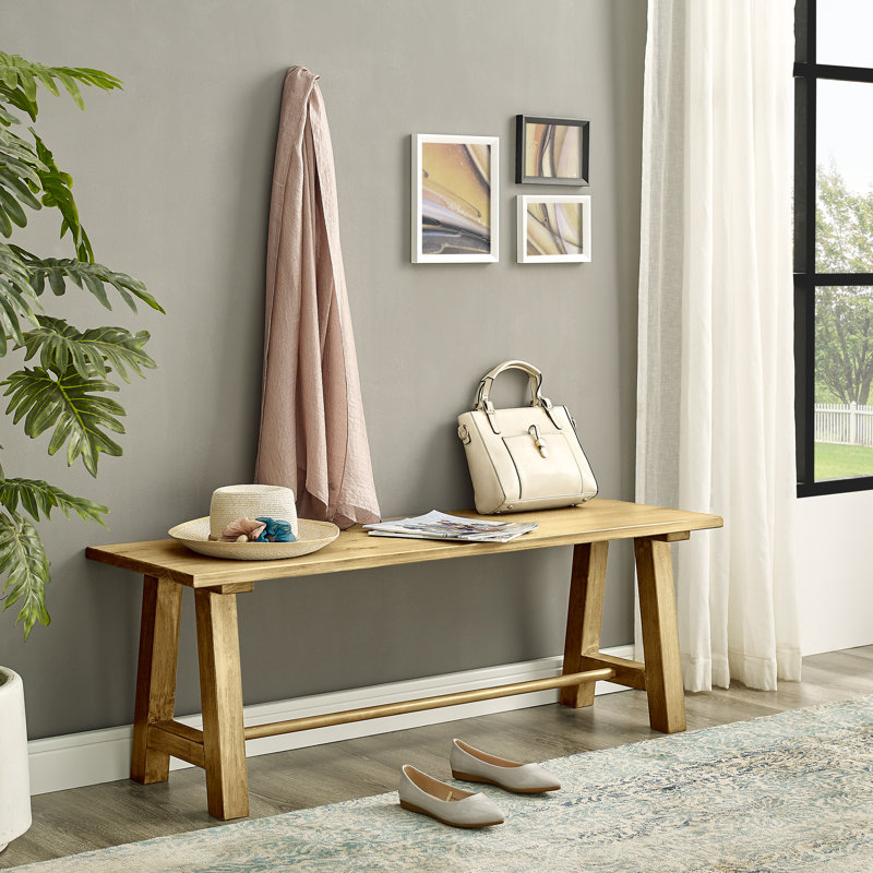 Falone Solid Wood Bench, Weathered Rye, 17'' H x 16'' W x 45'' D