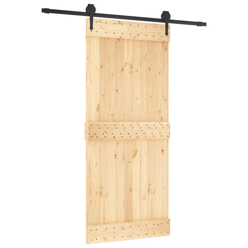 Porte coulissante avec quincaillerie Vidaxl, Noir/naturel, 35,4 po x 82,7 po