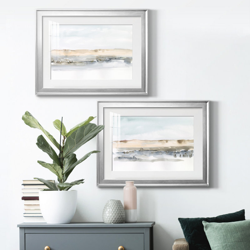 Marsh Dunes I - ensemble de 2 reproductions de cadres photo, H 42,5 po x l 61 po x P 1 po, Cadre argenté