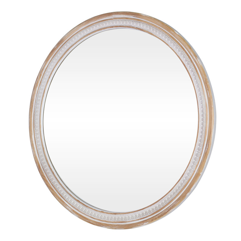 Miroir mural 30 po rond en bois massif de style campagnard, miroirs décoratifs rustiques Boho pour salle de bain, miroir mural Shabby Chic pour vestibule de salle de bain