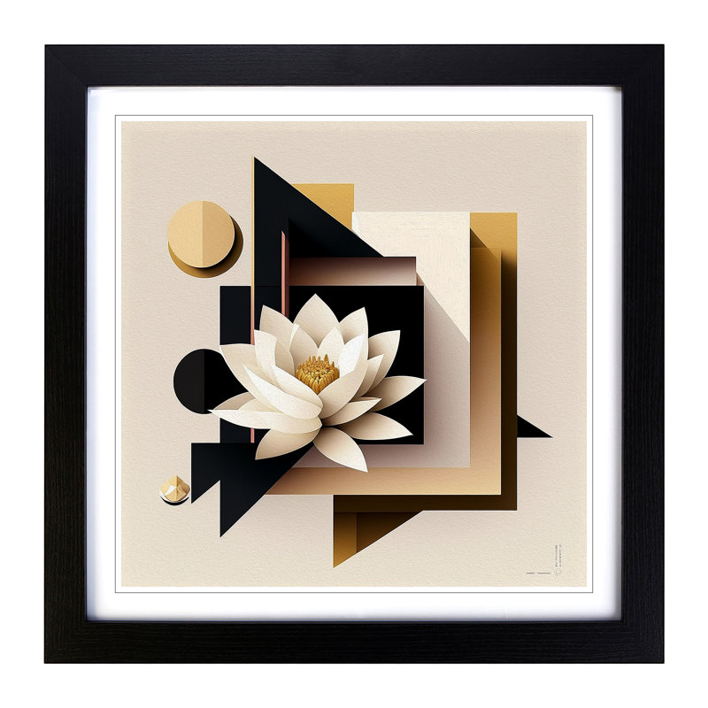 Lotus Flower Suprematism - Framed Print, Black