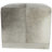 Amberly Leather Patchwork Gray Pouf with Stainless Steel Base