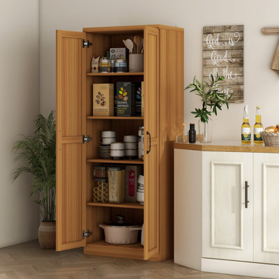 Armoire de rangement autoportante à 2 portes de 63 po à 2 portes avec 5 tablettes et 2 tablettes réglables Buzia