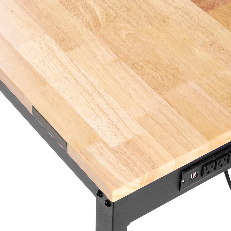 Table d'entrée, établi à hauteur réglable avec cadre en métal pour atelier, bureau et maison
