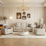 Ensemble de salon en tissu 3 pièces avec fauteuil, causeuse et canapé Marciniak