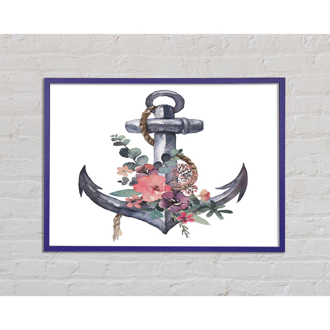 Gerahmtes Leinwandbild Watercolour Anchor