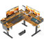 Bureau debout en L de 63 po à hauteur réglable avec 3 tiroirs et tablette pour moniteur, bureau de coin électrique Comupter, bureau de travail assis-debout, bureau de jeu ergonomique, noyer noir-1093256802-1101465120-1101465121