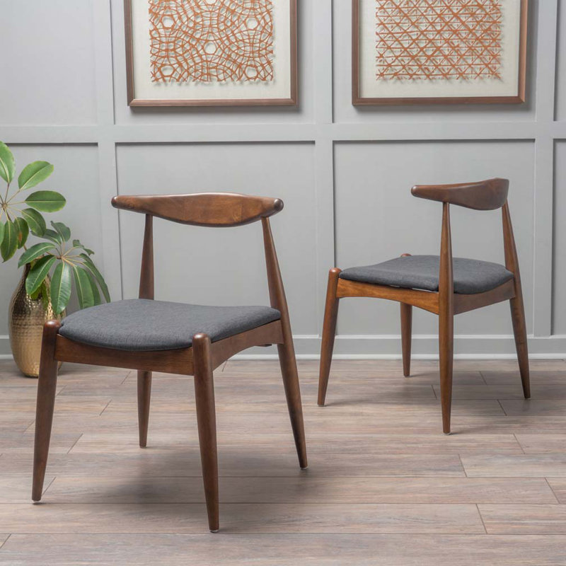 Chaise de salle à manger, Gris anthracite, Noyer