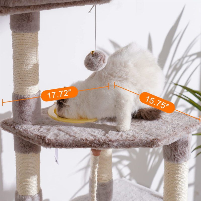 Arbre à chat Evalena, H 59,06 po x l 15,75 po x L 17,72 po, Gris foncé