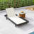 Lounge Chaise Set, Space Available On One Side, Acacia Wood In Black With Water-Resistant Lounge Cushions (2 Inch Thick)-2058343397