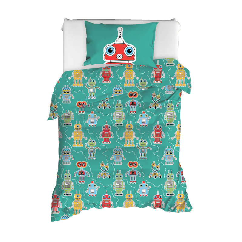 Ensemble de housse de couette 100% coton vert / jaune / rouge / blanc Kirstie