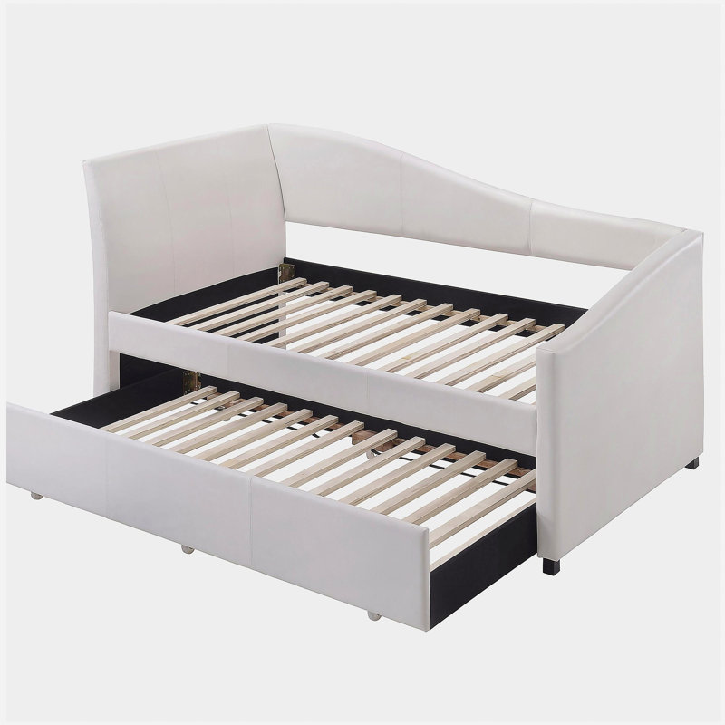 Lit de jour simple tapissier blanc avec couchette