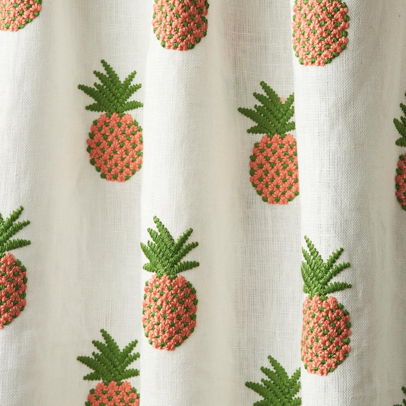 Pineapple Embroidery Fabric, Apricot/Ivory