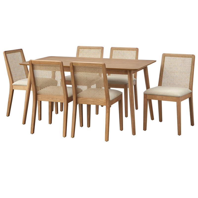 Newington Cane Dining Set, 7 Pieces: Table, 6 Chairs