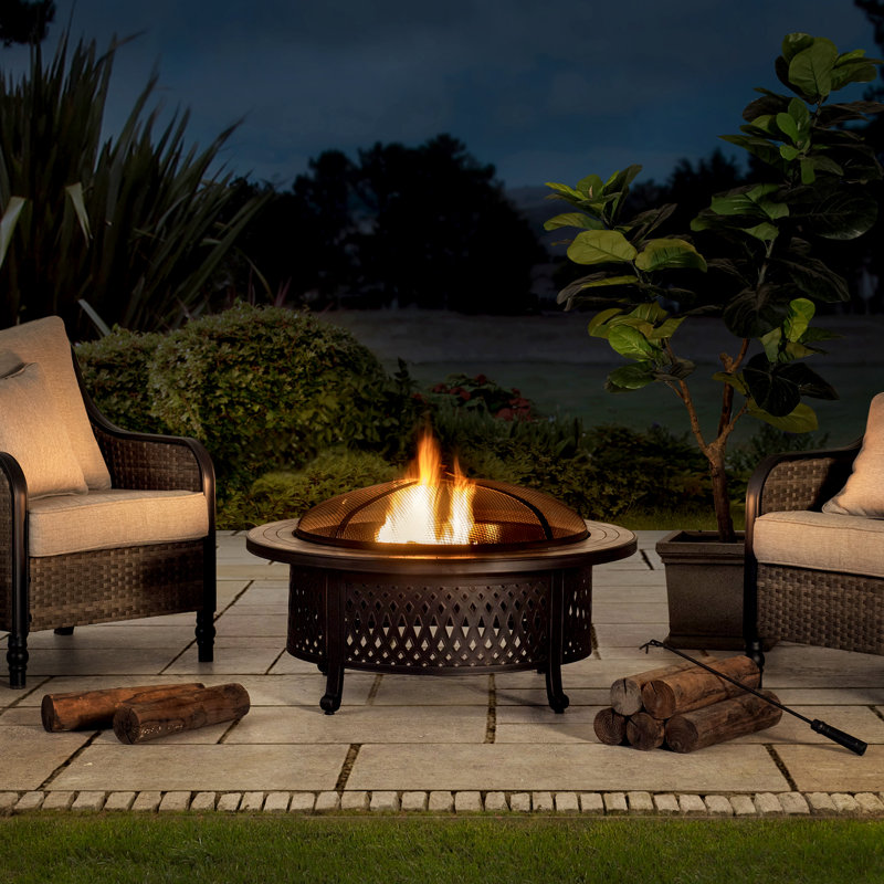 Sunjoy 40 in. Round Wood Burning Firepit Table