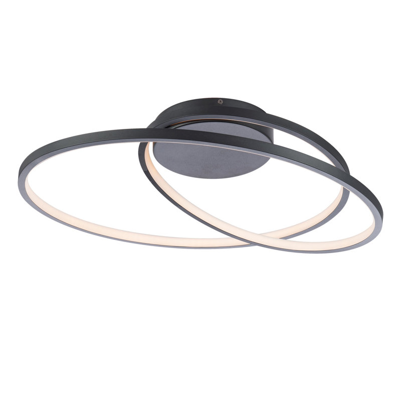 22" Marques Dimmable LED Flush Mount, 3000K Colour Temperature, Black, Black