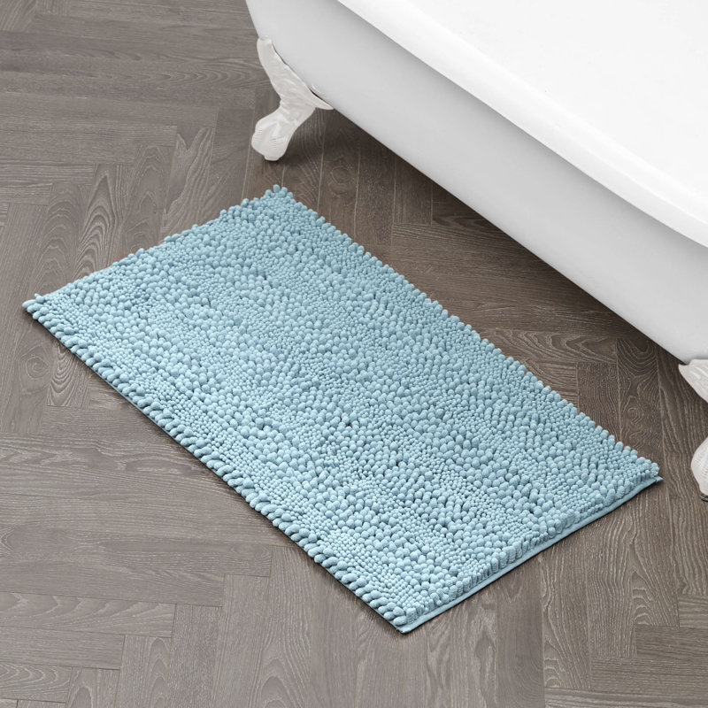 Laura Ashley Astor Chenille Non-Slip Bath Mat, Aqua, 20" W x 34" L